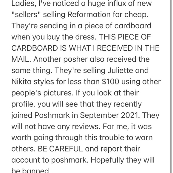 PSA Scammers Selling Reformation!! - Picture 2 of 16